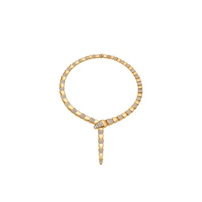 BVLGARI YELLOW GOLD AND DIAMOND SERPENTI SCAGLIE NECKLACE 